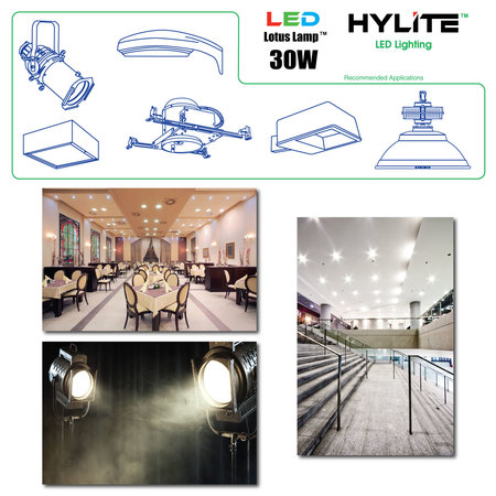 Hylite LED Lotus Repl for 150W HID, 30W, 4200 L, 3000K, E26, DIM. 25Deg. Lens HL-LS-30WD-25-E26-30K